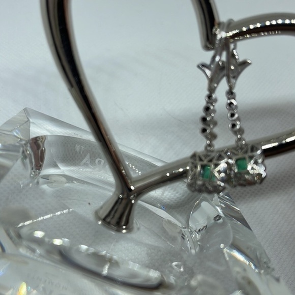 Diamonds real and emeralds 10k real solid‎ gold earrings​ - Picture 7 of 11